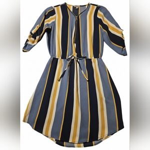 Striped Blue and Yellow Dress